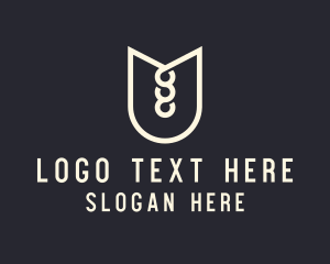 Letter U - Loop Knot Shield logo design