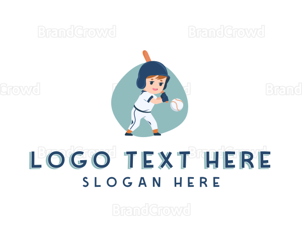 Cute Boy Baseball Player Logo