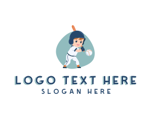 Cute Boy Baseball Player Logo