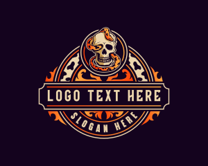 Tattoo - Skull Snake Mascot logo design