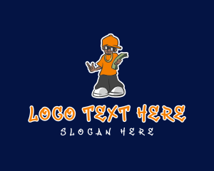 Skateboard - Cool Hip Hop Man logo design