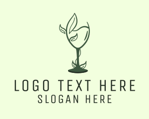 Vegan - Natural Wine Glass logo design