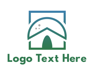 Land - Green Nipa Hut logo design