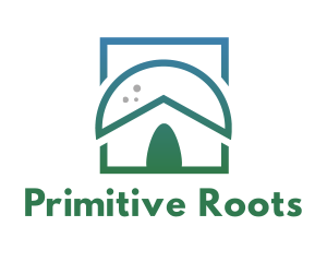 Primitive - Green Nipa Hut logo design