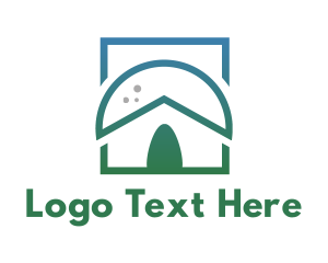 Primitive - Green Nipa Hut logo design