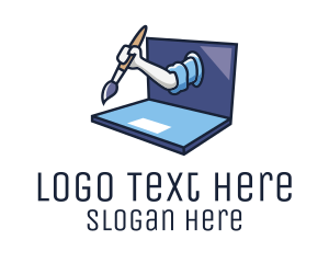 Virtual - Laptop Digital Painting logo design