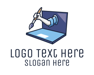Computer - Laptop Digital Painting logo design