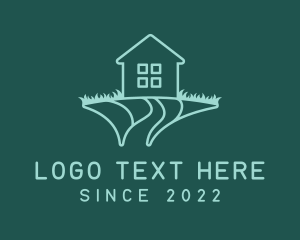Teal - House Lawn Grass Yard logo design
