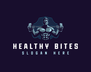 Barbell Man Lifting logo design