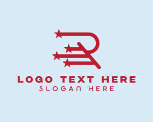 Usa - Stars Stripes Letter R logo design