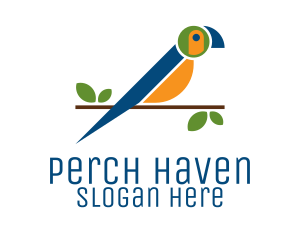 Perch - Colorful Macaw Bird logo design