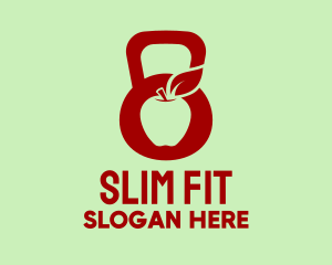 Weight Loss - Red Apple Kettlebell logo design