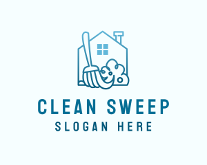 House Broom Sweep logo design