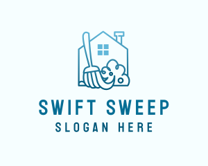 House Broom Sweep logo design