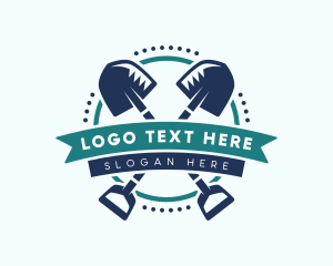 Emblem - Shovel Landscaping Tool logo design