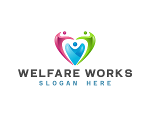 Welfare - Family Heart 3D logo design