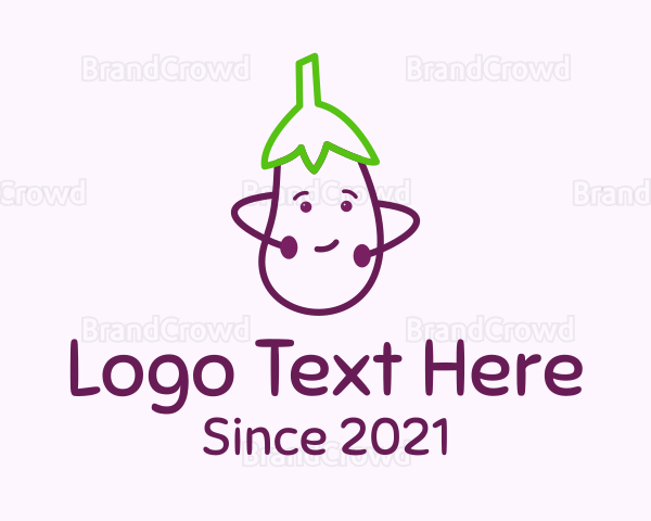 Cute Eggplant Vegetable Logo