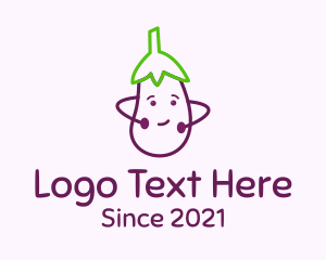 Character - Cute Eggplant Vegetable logo design