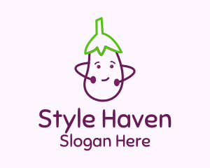 Cute Eggplant Vegetable Logo