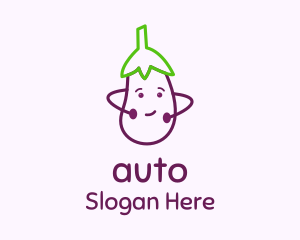 Cute Eggplant Vegetable Logo