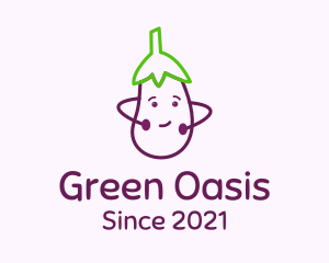 Cute Eggplant Vegetable logo design