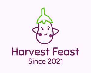 Cute Eggplant Vegetable logo design