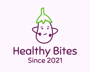 Cute Eggplant Vegetable logo design