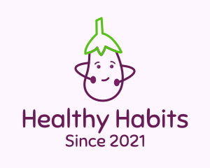 Cute Eggplant Vegetable logo design