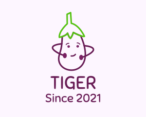 Vegetarian - Cute Eggplant Vegetable logo design