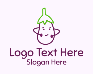 Cute Eggplant Vegetable Logo