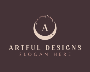 Floral Crescent Moon logo design