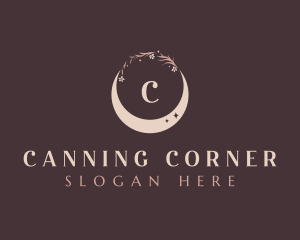 Floral Crescent Moon logo design