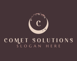 Floral Crescent Moon logo design