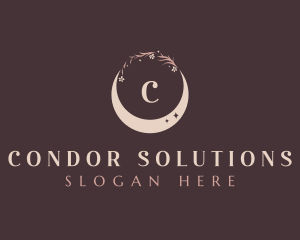 Floral Crescent Moon logo design