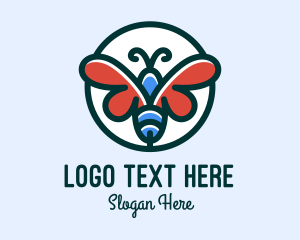 Green Wings - Butterfly Insect Badge logo design