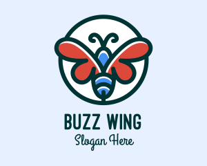 Butterfly Insect Badge logo design