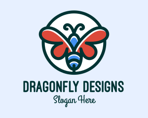 Dragonfly - Butterfly Insect Badge logo design