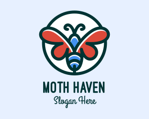 Butterfly Insect Badge logo design