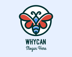 Butterfly Insect Badge logo design