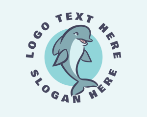 Marine Biology - Cute Blue Dolphin logo design