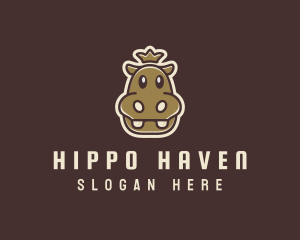 Happy King Hippopotamus logo design