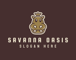 Happy King Hippopotamus logo design