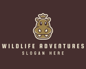 Madagascar - Happy King Hippopotamus logo design