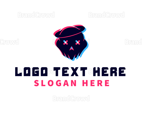 Skull Planet Glitch Logo