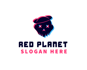 Skull Planet Glitch logo design