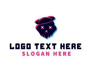 Skeleton - Skull Planet Glitch logo design