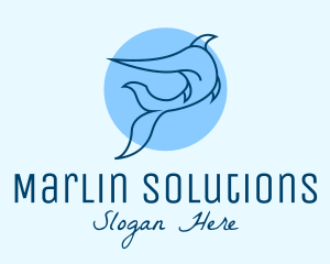 Blue Swordfish Fish logo design