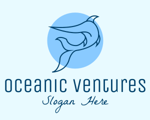 Blue Swordfish Fish logo design