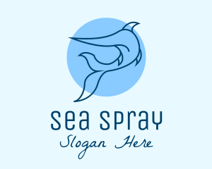 Blue Swordfish Fish logo design