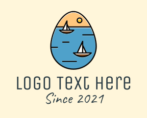 Ocean - Sail Ship Egg logo design